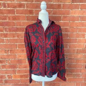 vampy rose print blouse